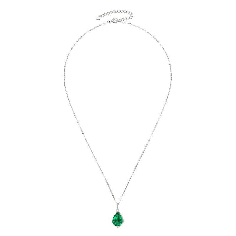 Water Drop Emerald Necklace -Streling Silver-Customization