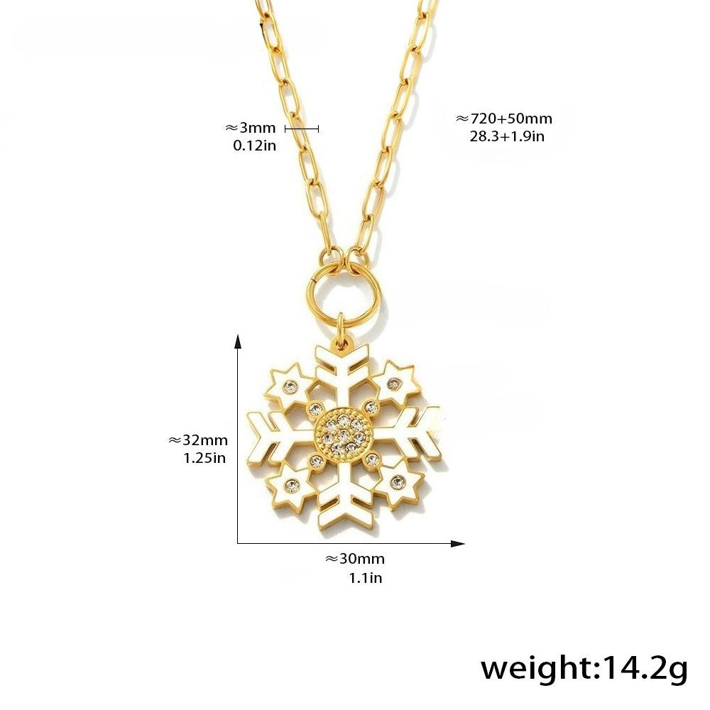 Christmas Snowflake Necklace -Gold-Customization