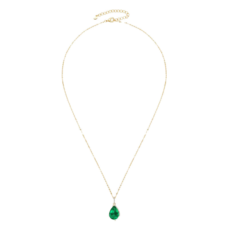 Water Drop Emerald Necklace -Streling Silver-Customization