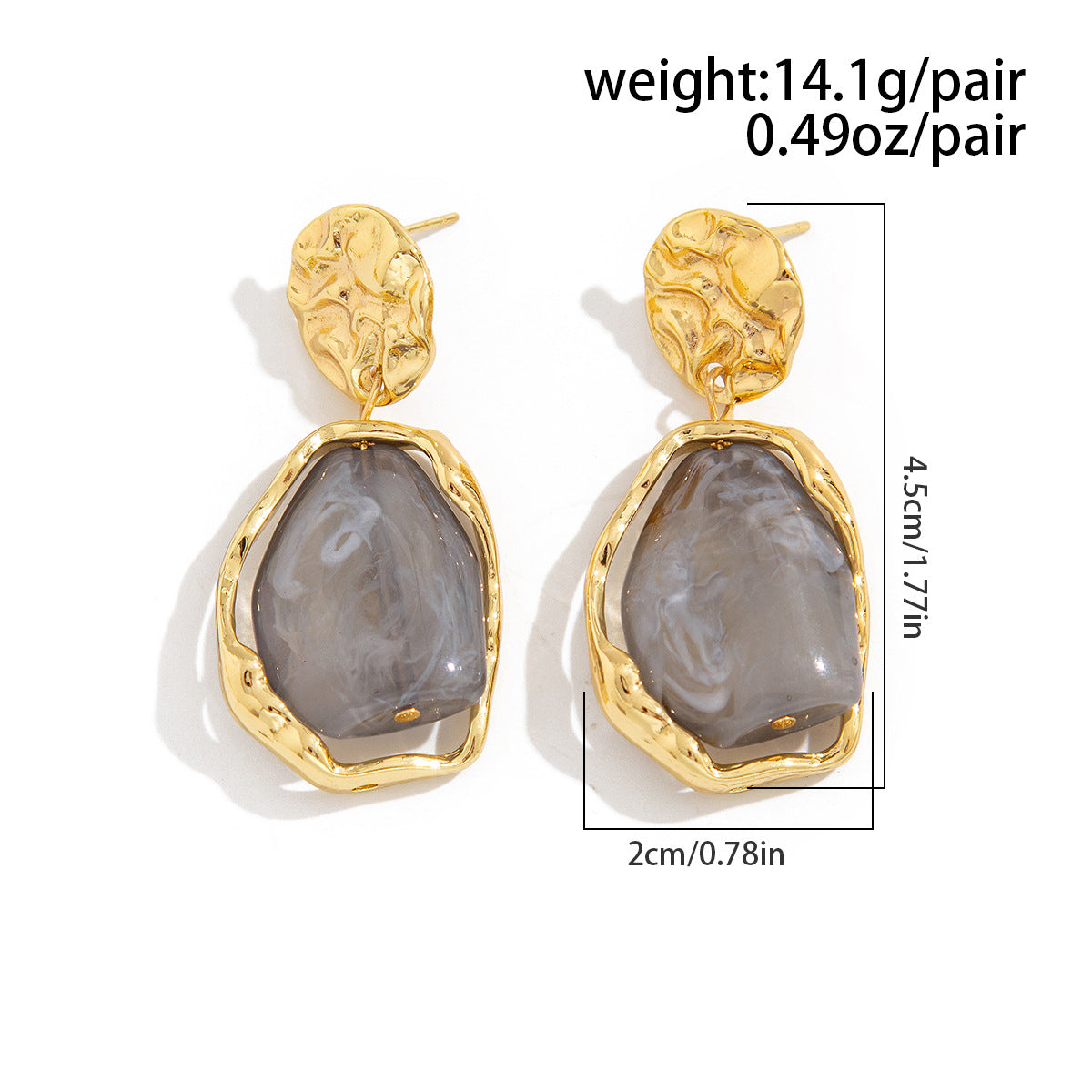 Square Pearl Earrings -Glod-Customization