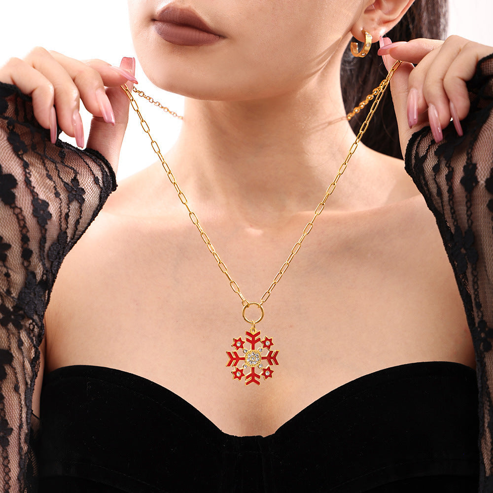 Christmas Snowflake Necklace -Gold-Customization