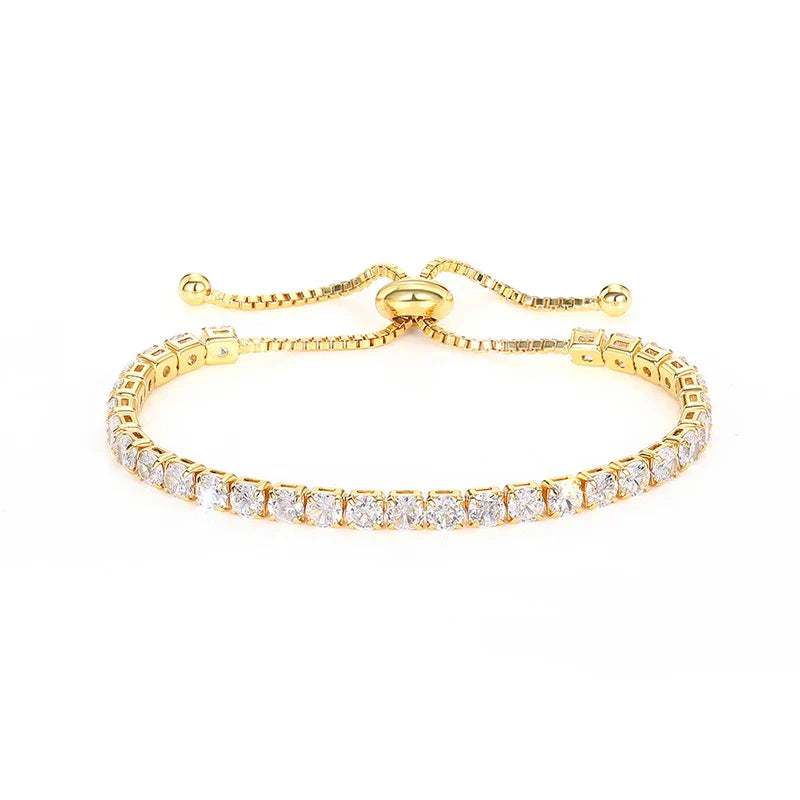 Round Square Tennis Bracelets -Gold-Customization
