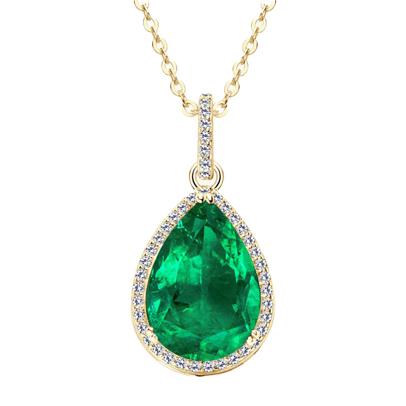 Water Drop Emerald Necklace -Streling Silver