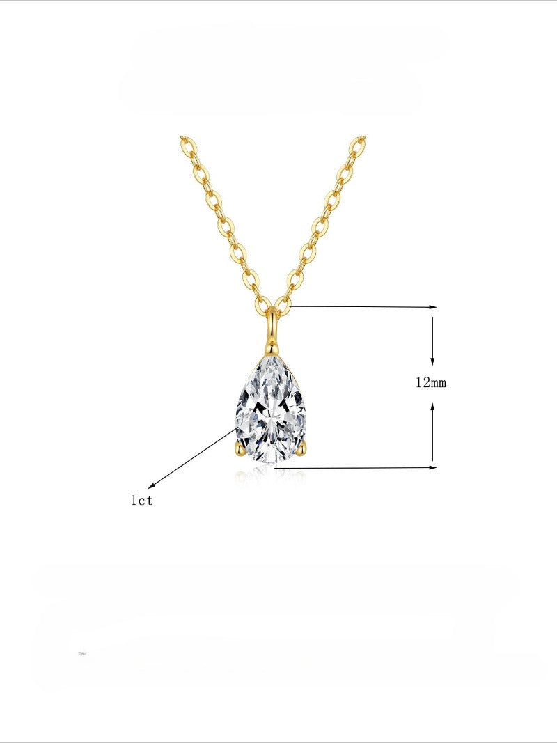 Pear Shaped Pendant Diamond Necklace -Gold