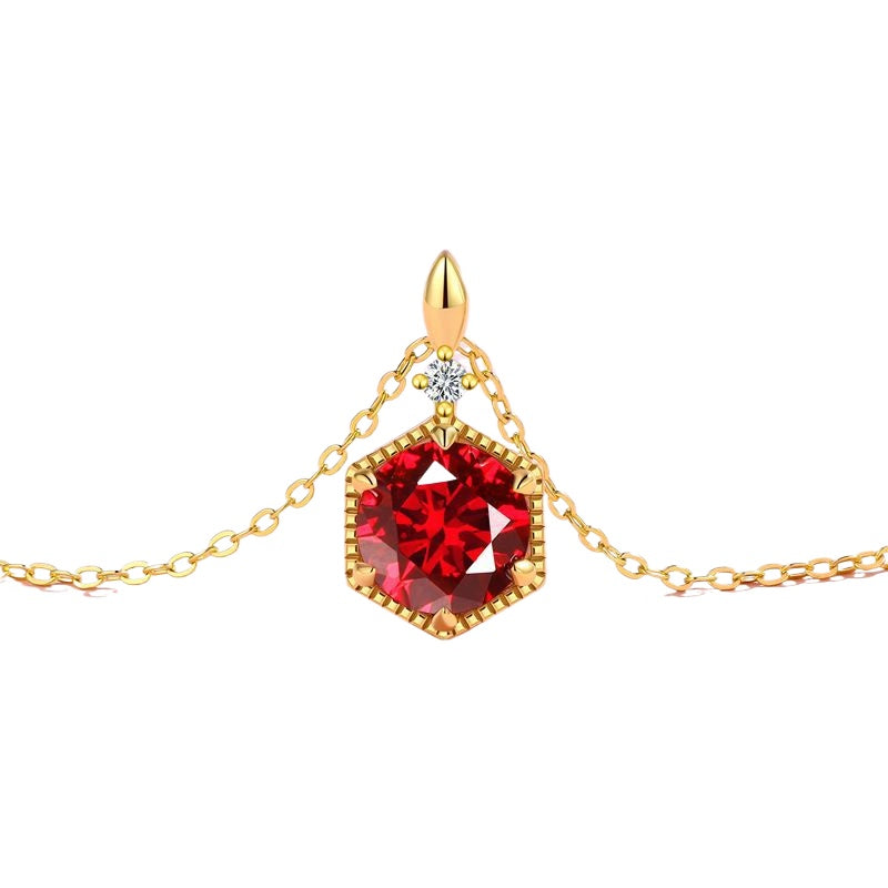 Ruby Pendant Necklace -Gold