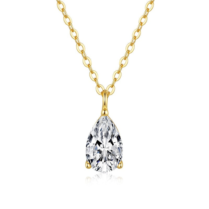 Pear Shaped Pendant Diamond Necklace -Gold-Customization