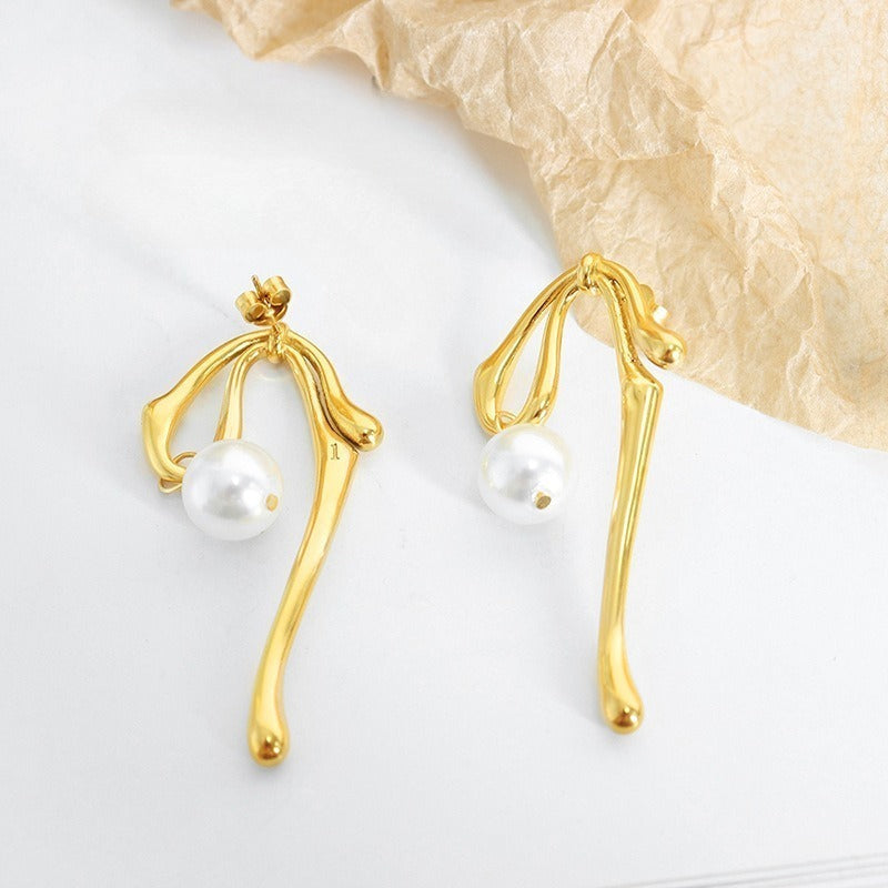 Earrings Geometric Glass -Gold-Customization