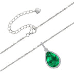 Water Drop Emerald Necklace -Streling Silver