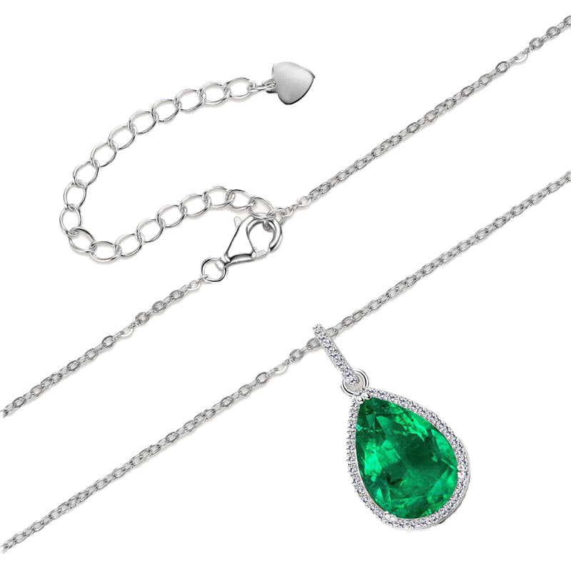 Water Drop Emerald Necklace -Streling Silver-Customization