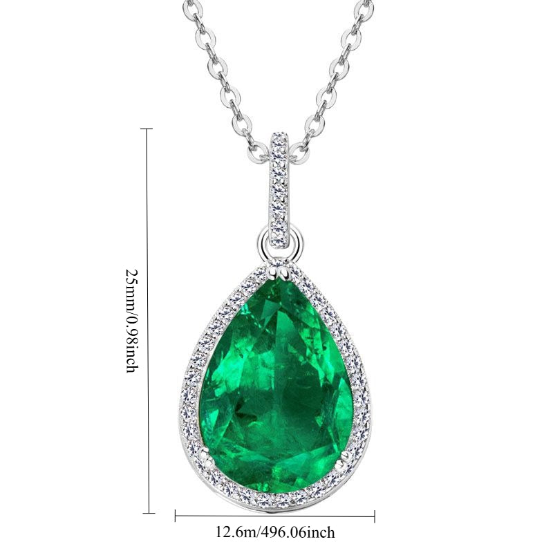 Water Drop Emerald Necklace -Streling Silver-Customization