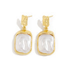 Square Pearl Earrings -Glod