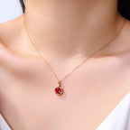 Ruby Pendant Necklace -Gold
