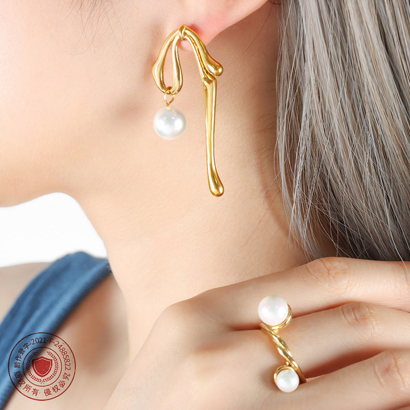 Earrings Geometric Glass -Gold-Customization