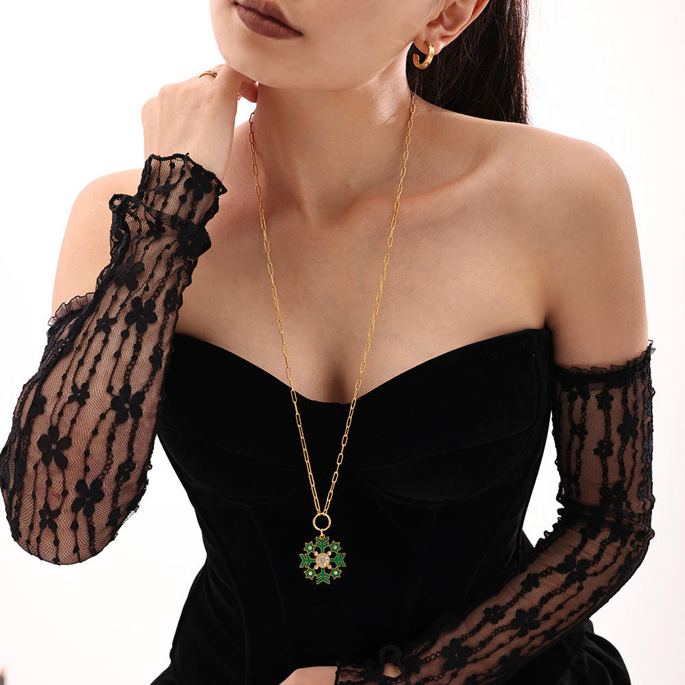 Christmas Snowflake Necklace -Gold-Customization