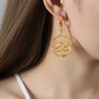 Chinese Hollow Snake Earrings -Gold-Customization
