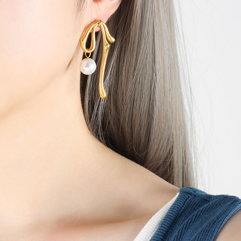 Earrings Geometric Glass -Gold