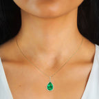 Water Drop Emerald Necklace -Streling Silver