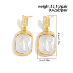 Square Pearl Earrings -Glod