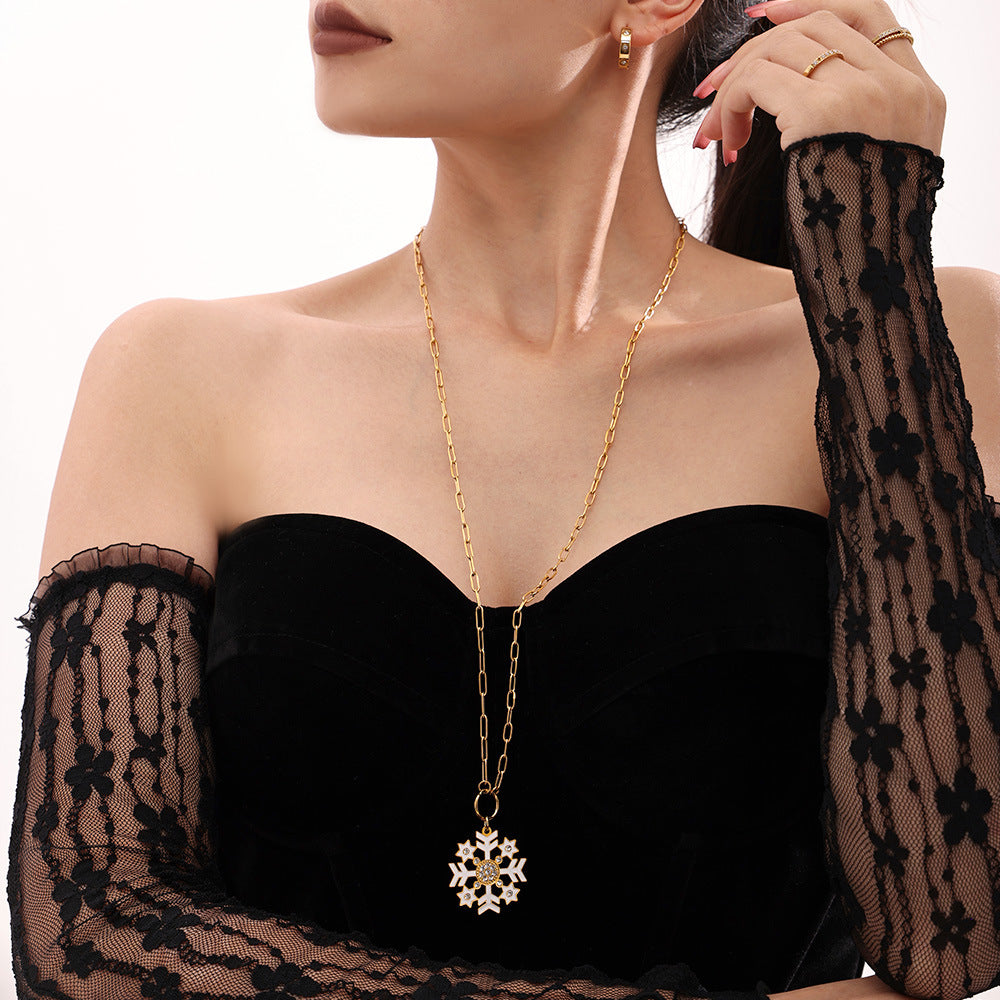 Christmas Snowflake Necklace -Gold
