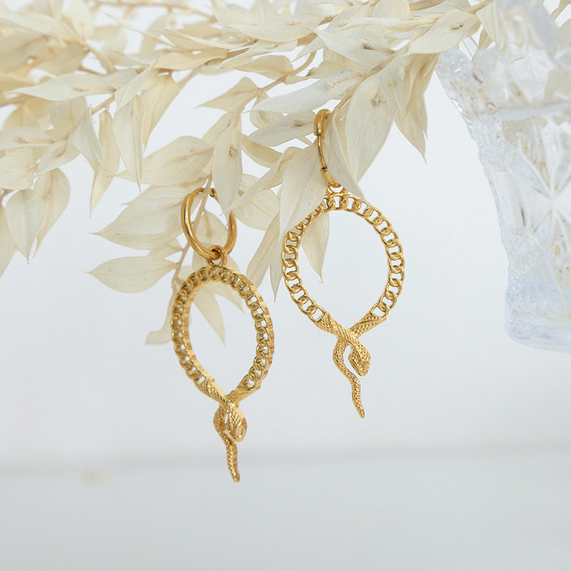 Chinese Hollow Snake Earrings -Gold-Customization