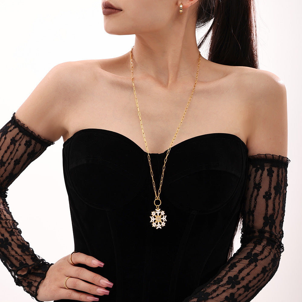 Christmas Snowflake Necklace -Gold-Customization