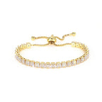 Round Square Tennis Bracelets -Gold