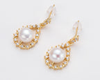 Hollow Pearl Earrings -Gold