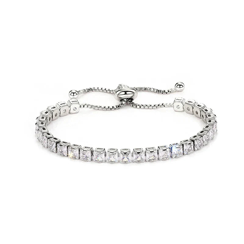Round Square Tennis Bracelets -Gold-Customization