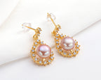 Hollow Pearl Earrings -Gold