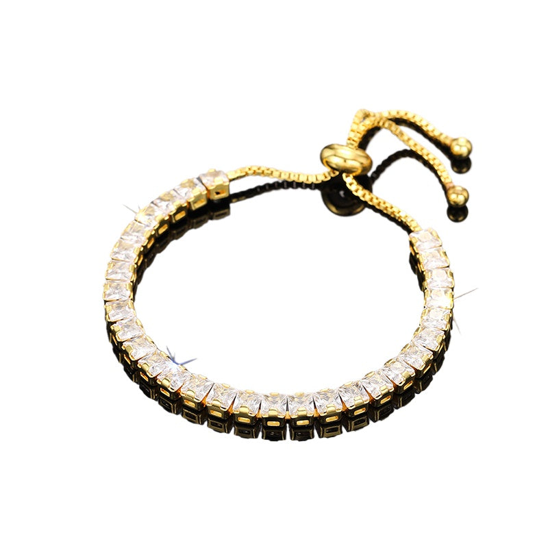 Round Square Tennis Bracelets -Gold