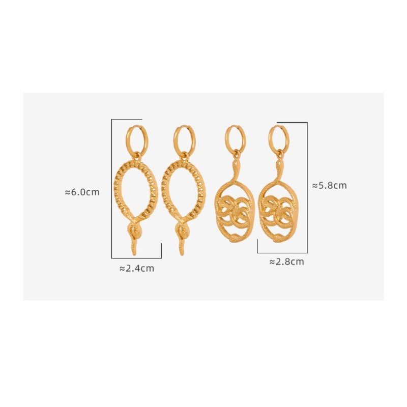 Chinese Hollow Snake Earrings -Gold-Customization
