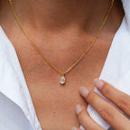 Pear Shaped Pendant Diamond Necklace -Gold-Customization